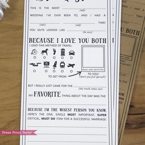 Wedding Mad Libs Printables for CANADA, Marriage Advice Cards, Rustic Wedding, Advice for the Bride, Geek Wedding, Scifi, INSTANT DOWNLOAD image 2