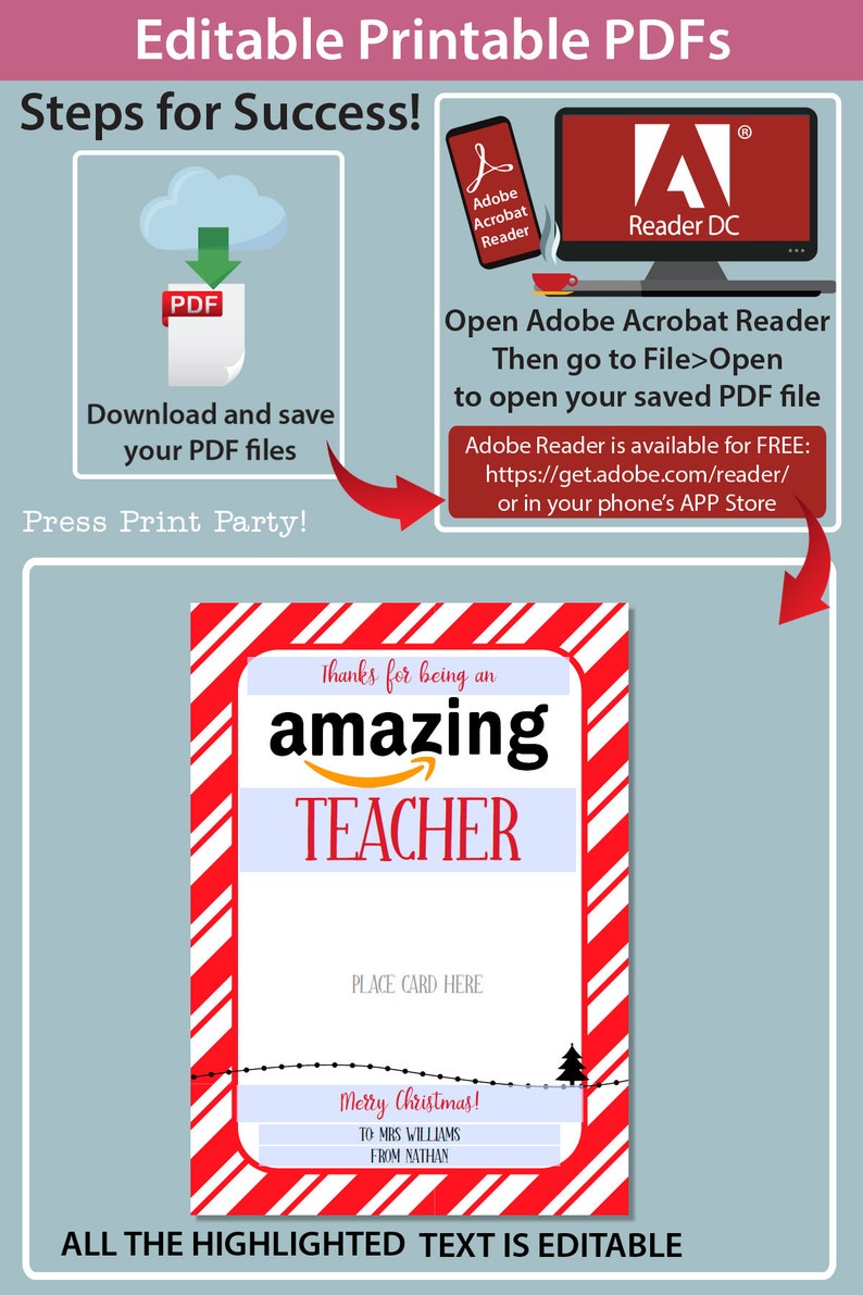 EDITABLE Amazon Gift Card Holder Christmas Printable Template - Etsy