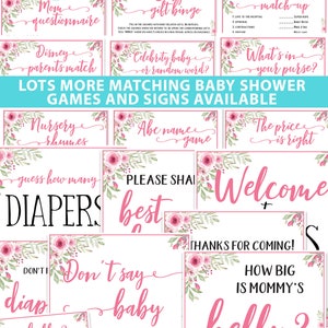 Baby Shower Games Bundle Printable, Pink Flowers, Games Pack, Unique Baby Shower Games, Funny Activities, Baby Girl, Bingo, INSTANT DOWNLOAD image 10