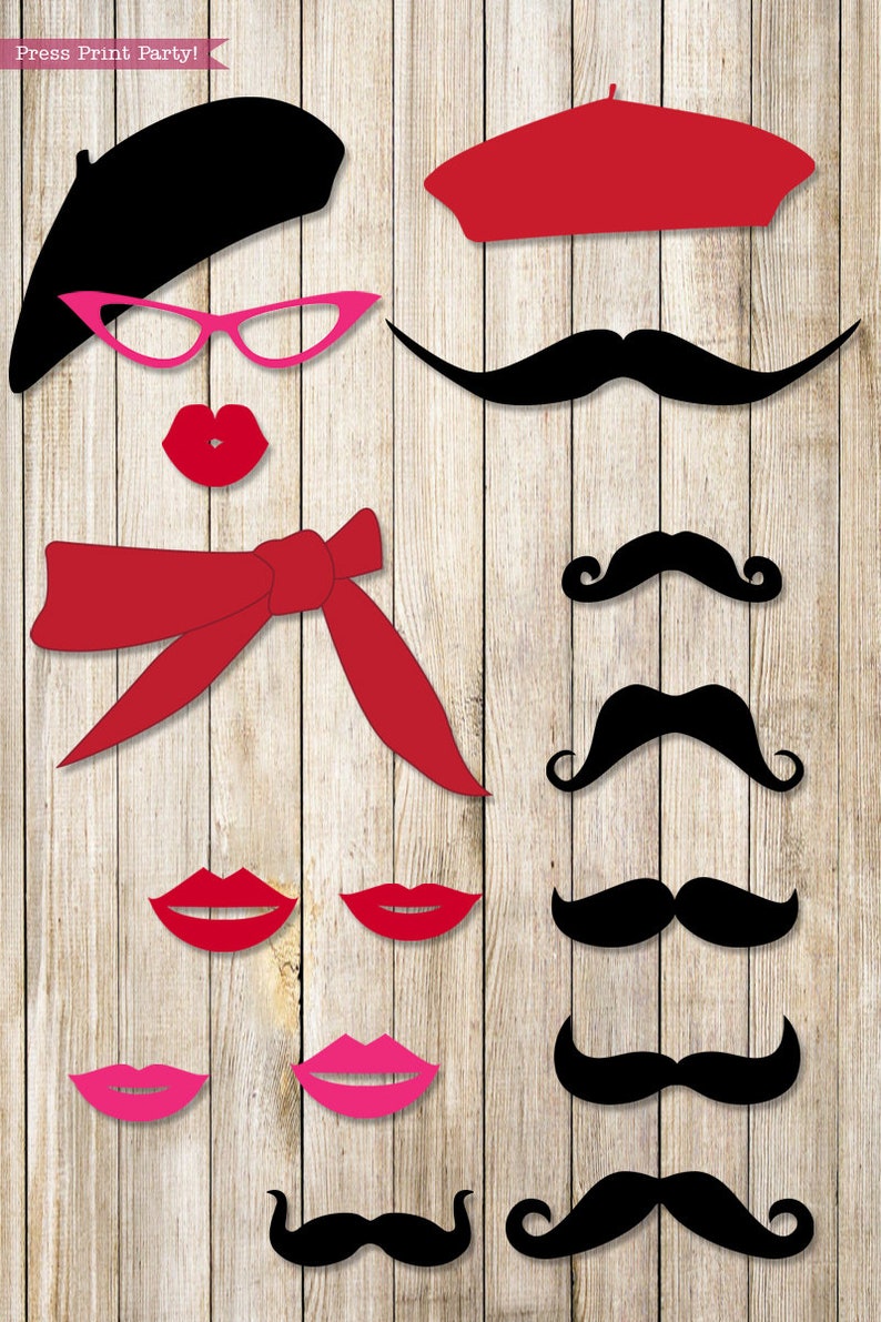 Paris Photo Booth Props Printables, Paris Party Props, Paris Photo Props, Mustache Props, French Party Decorations, Eiffel, INSTANT DOWNLOAD image 3