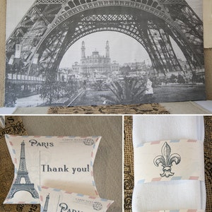 Paris Invitation and decor Party Printables French Vintage with Eiffel Tower, Paris Invitation and Backdrop INSTANT DOWNLOAD pdf image 4