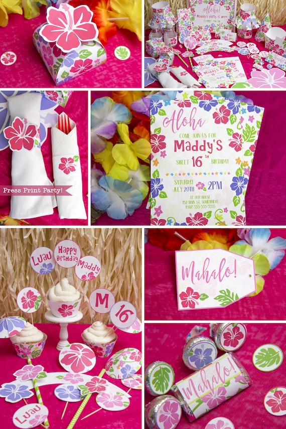 Luau Party Printables Set Hawaiian Party Printables Luau