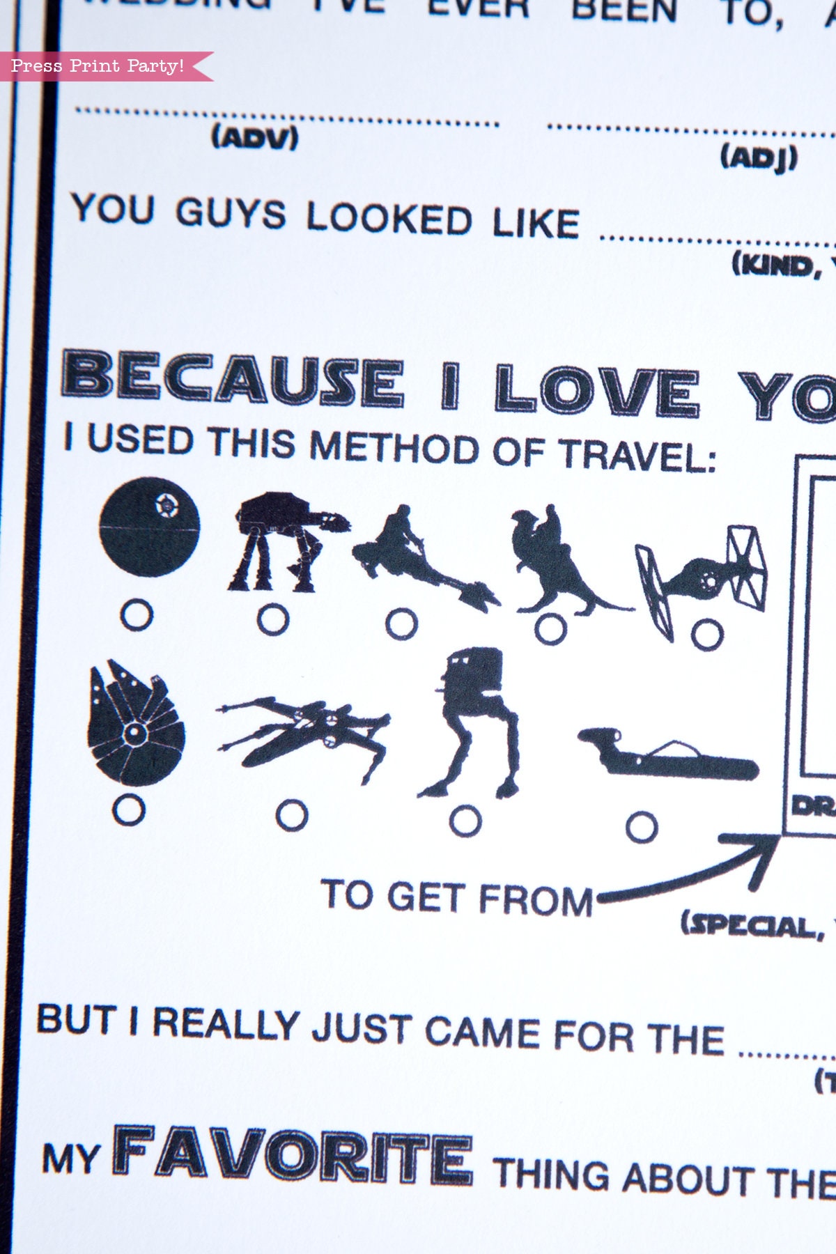 Star Wars Wedding Mad Libs Printables Marriage Advice Cards | Etsy UK