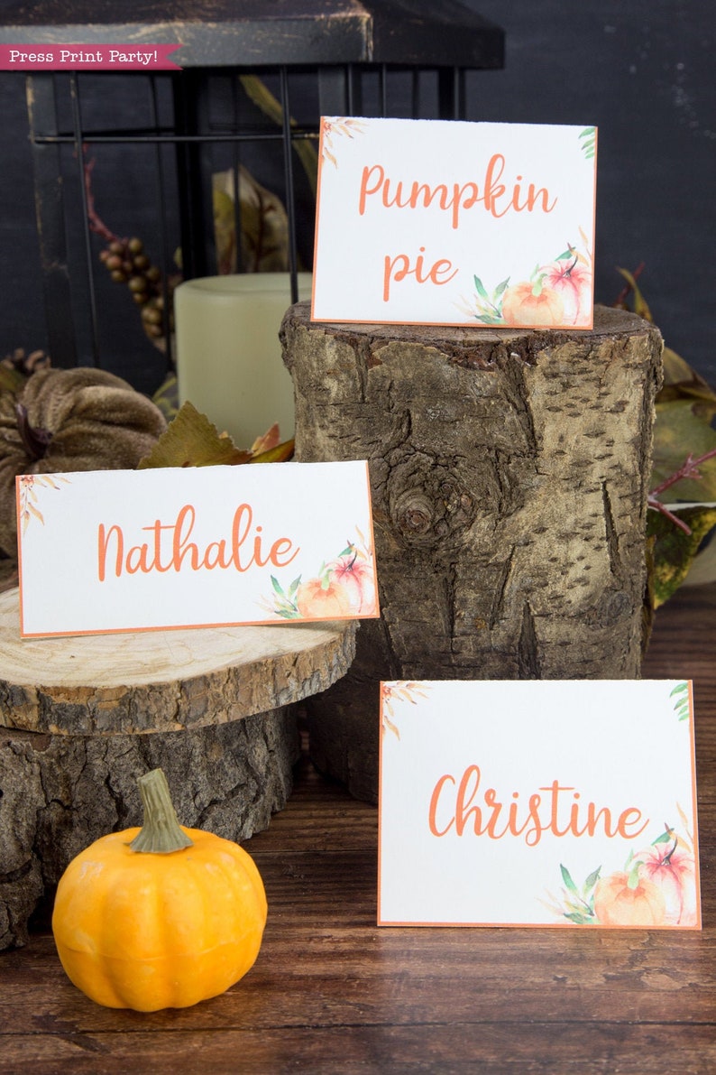 Fall Table Setting Ideas Table Setting INSTANT DOWNLOAD Baby Shower Thanksgiving Placecard Little Pumpkin Place Cards Printable