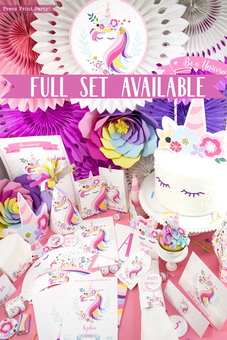 Unicorn Party Cupcake Toppers & Wrappers, Unicorn Horn, Editable Cupcake Toppers, Unicorn Party Decorations, Supplies, INSTANT DOWNLOAD image 5