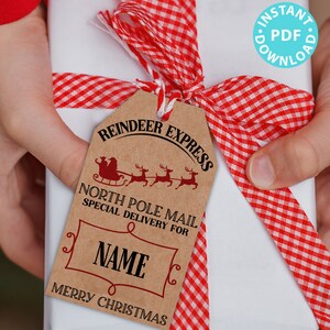 EDITABLE Christmas Gift Tags Printable, for Kids Christmas, Holiday ...