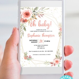 Baby Shower Printable Decoration Kit, Girl Baby Shower Template Bundle ...