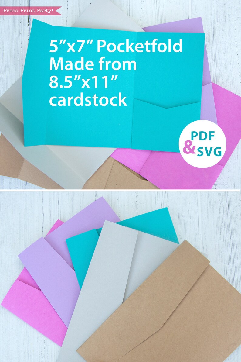 Pocketfold Wedding Invitation Template Printable SVG Files Etsy