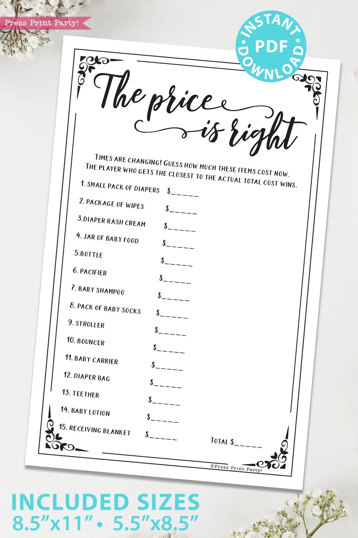 The Price is Right Baby Shower Game Printable Unique Baby | Etsy