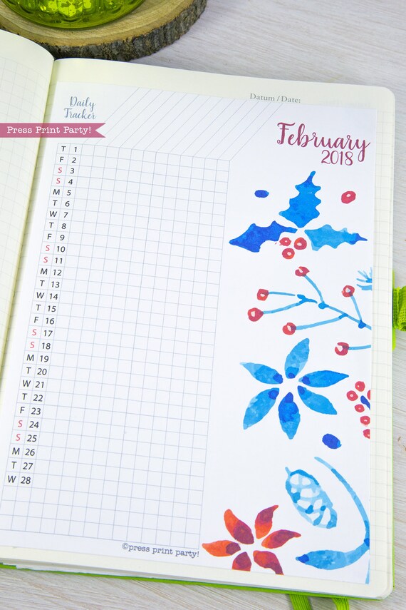 2018 daily tracker for bullet journals planners habit etsy