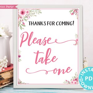 Please Take One Sign Printable, Baby Shower, Wedding, Bridal Shower ...
