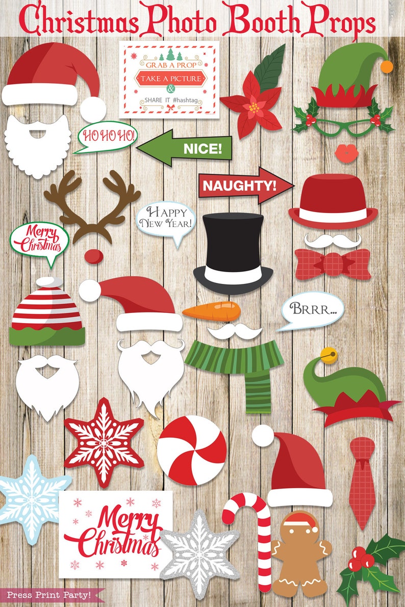 37 Christmas Props Printable, For party photo booth or photography. Print at home, cut, tape stick and use. INSTANT DOWNLOAD image 2