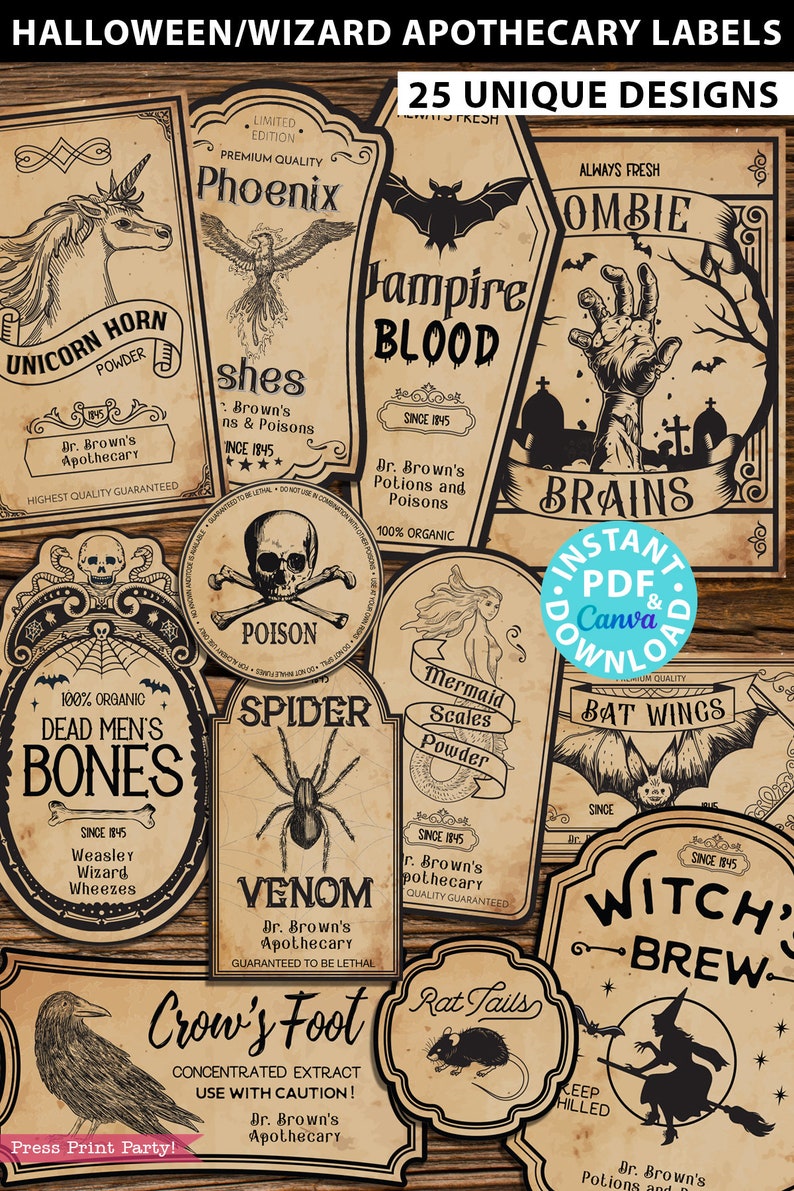 Wizard Potion Labels Printables, HP Polyjuice Potion Label, Editable, Halloween Decor, Wizard Party, Apothecary Labels, INSTANT DOWNLOAD image 4