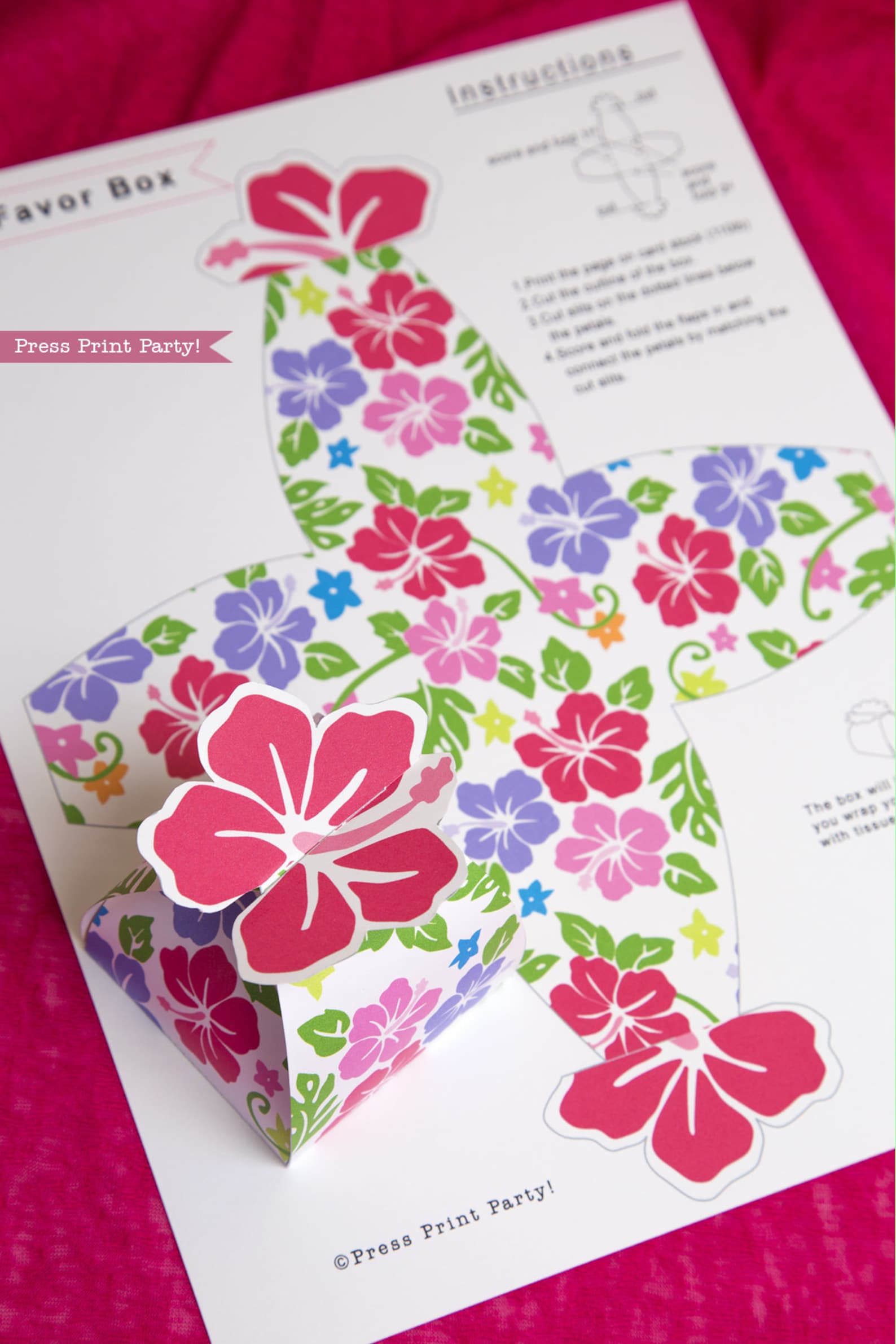 Luau Gift Box Printable Luau Party Favor Moana Favor Box Etsy