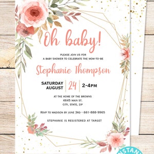 Baby Shower Printable Decoration Kit, Girl Baby Shower Template Bundle ...