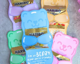 Gummy Bears Valentine Card Printable Adorable Personalized Classroom Exchange Tag Editable Kid School Treat So Beary Glad We're Friends