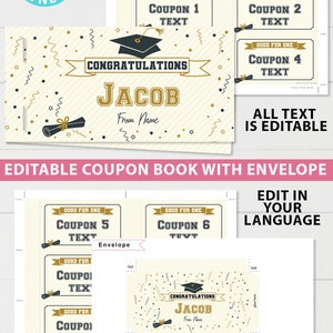 Graduation Coupon Book Template Printable Gift Idea, Blank Coupon Book, Last Minute Graduation Gift, High School, INSTANT DOWNLOAD image 3
