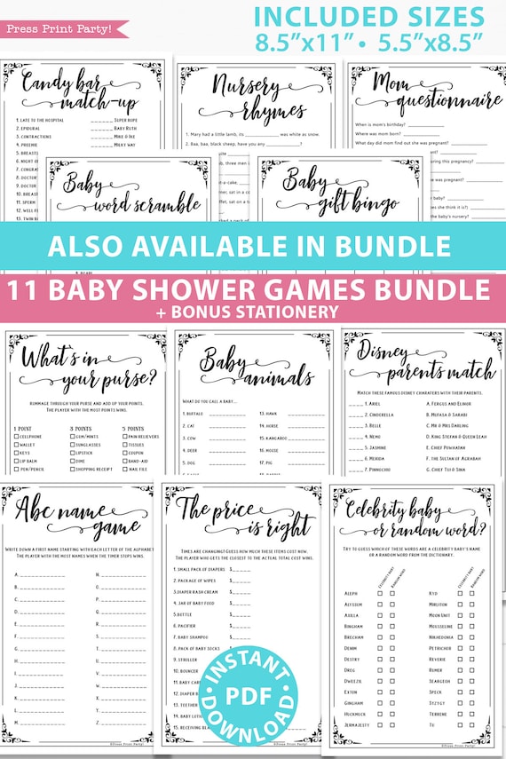 Celebrity Baby Shower Game Printable, Rustic - Press Print Party