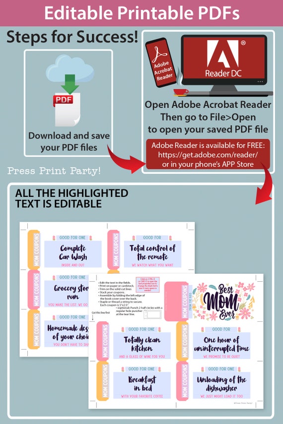 MOM Coupon Template Printable Book Mother's Day Coupon - Etsy ...