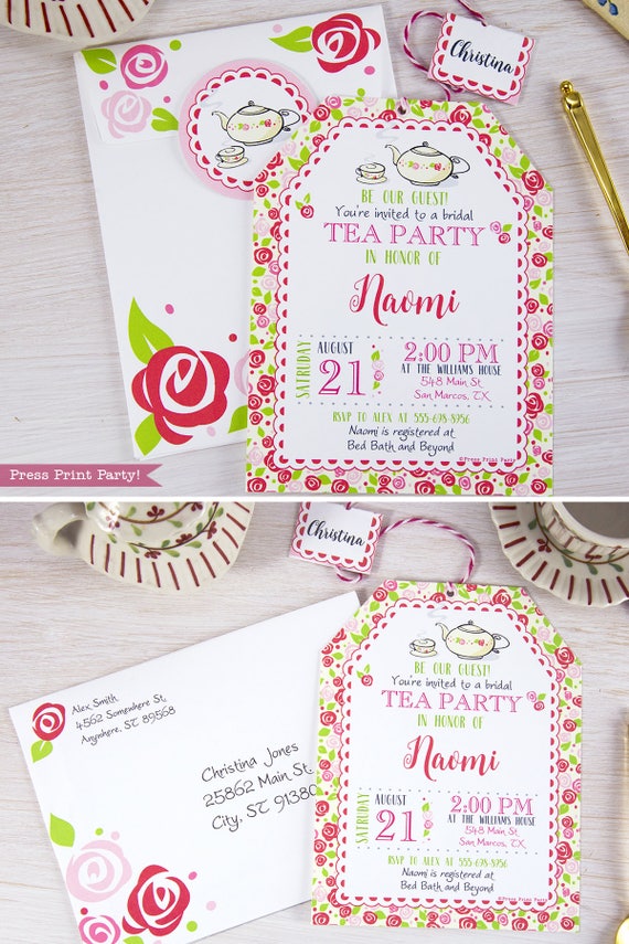 Tea Party Bridal Shower Invitation Printable Tea Party