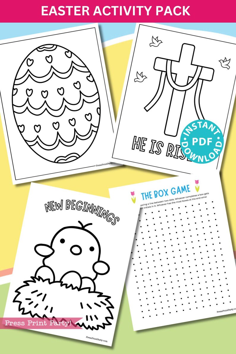 Easter Printable Activity Pack Kids Games Coloring Worksheets Puzzles ...