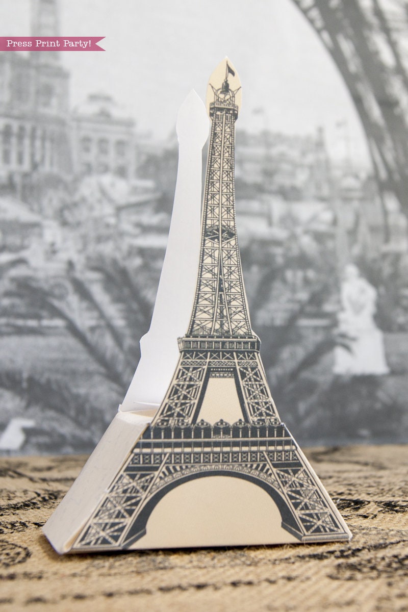Eiffel Tower Favor Box Printable Paris Party Gift Box DIY - Etsy