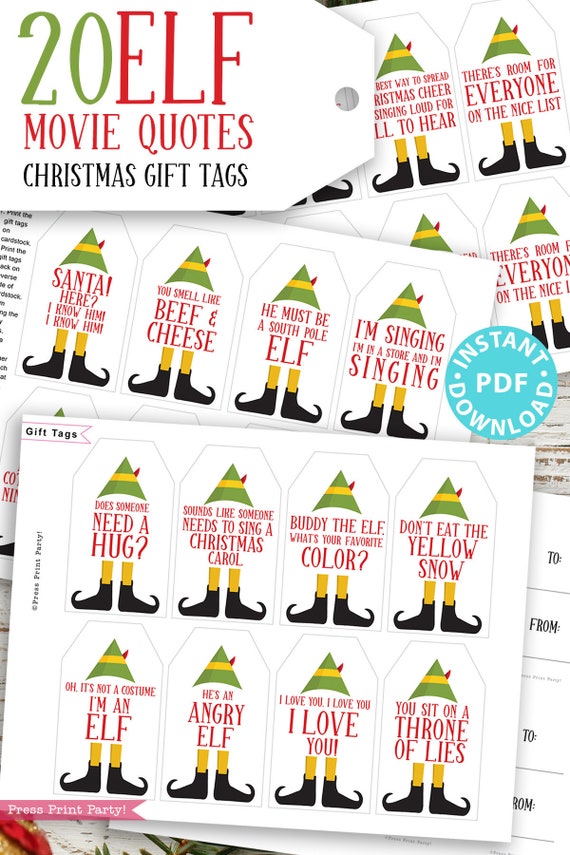 20 Funny Christmas Present Tags Elf Movie Quotes Christmas Tags for Gifts  Printable White Elephant Gag Gift Tag Christmas Sarcastic Quotes -   Israel