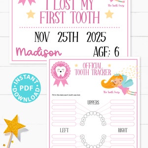 EDITIERBARE Zahnfee Brief Printable Kit & Quittungen, Zertifikat, Baby Teeth Chart, Türhänger Lost Tooth Fairy Umschlag, SOFORTIGER DOWNLOAD Bild 4