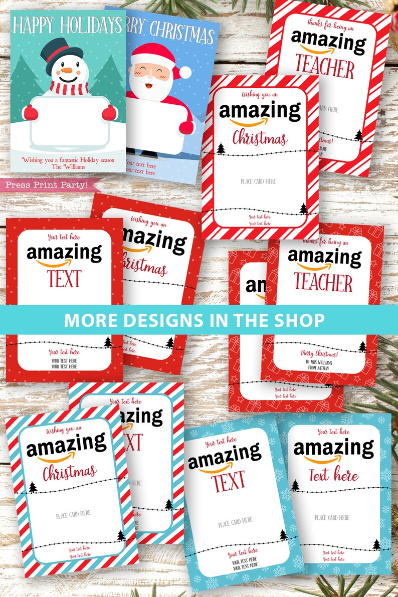 EDITABLE Amazon Gift Card Holder Christmas Printable Template - Etsy