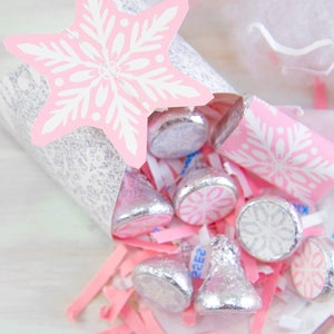 Snowflake Gift Box Printable, Pink & Silver, Winter Onederland Favor ...