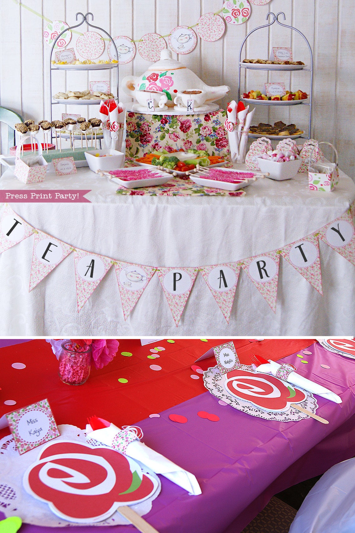Tea Party Birthday Printables Tea Party Decorations Bridal - Etsy