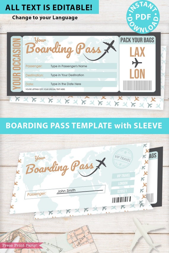 Printable Train Boarding Pass