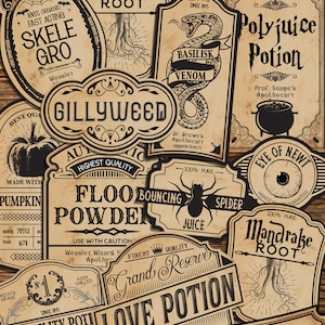 Wizard Potion Labels Printables, HP Polyjuice Potion Label, Editable, Halloween Decor, Wizard Party, Apothecary Labels, INSTANT DOWNLOAD image 3