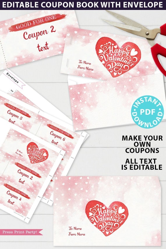 Valentines Coupons Printable, Love Coupons Template, Date Night Cards ...