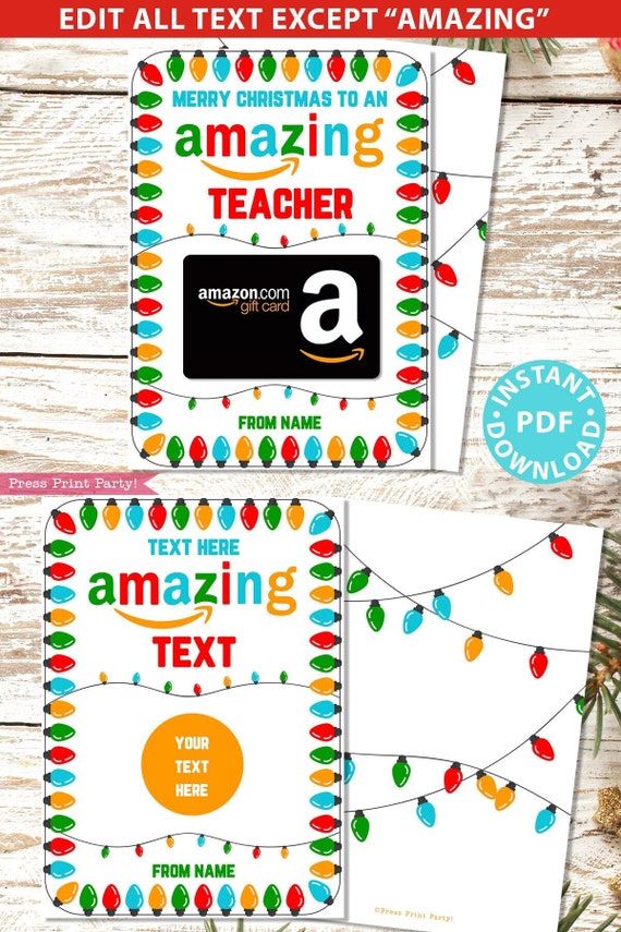 EDITABLE Amazon Gift Card Holder Christmas Printable Template, Teacher, Neighbor, Staff, Employees, Appreciation, Amazing, INSTANT DOWNLOAD Il_570xn