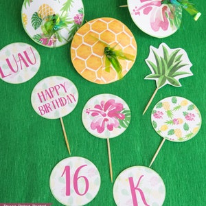 Pineapple Cupcake Toppers Printable, Cupcake Wrappers, Luau Cupcake ...