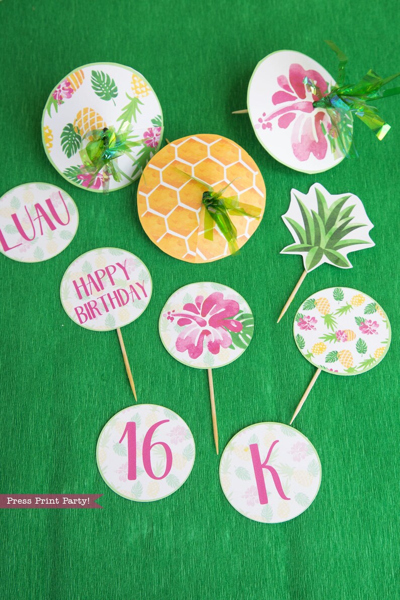Pineapple Cupcake Wrappers Printable Hawaiian Party Decor - Etsy
