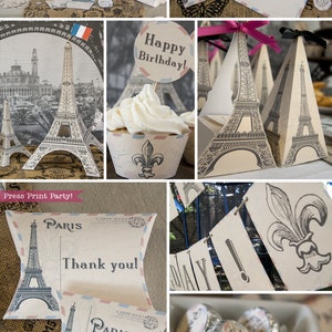 Paris Invitation and decor Party Printables French Vintage with Eiffel Tower, Paris Invitation and Backdrop INSTANT DOWNLOAD pdf image 2