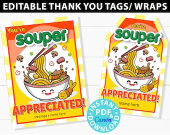 Teacher Thank You Gift Tags Printable, Ramen Soup, Teacher Appreciation Gift, Teacher Gift, Gifts Teacher Week, Editable, INSTANT DOWNLOAD