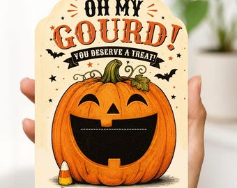 Vintage Halloween Pumpkin Gift Card Holder, Editable Canva Jack O Lantern Template, Printable Teacher Treat, Retro Fall Appreciation Present