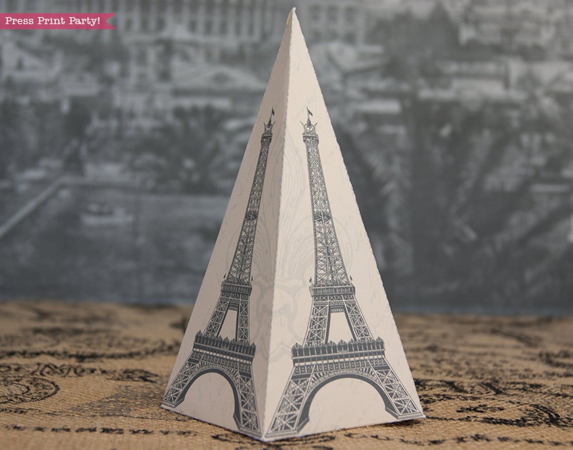 Eiffel Tower Favor Box Printable Pyramid Box DIY Paris - Etsy