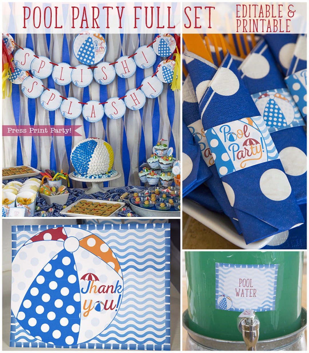 Pool Party Decorations, Pool Party Birthday Decor, Swimming Pool