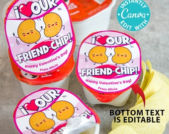 Chips Kids Valentines Printable for Snack Size Chips Classroom Valentine Card Food Class Valentine Exchange - I love our Friend-Chip - PINK