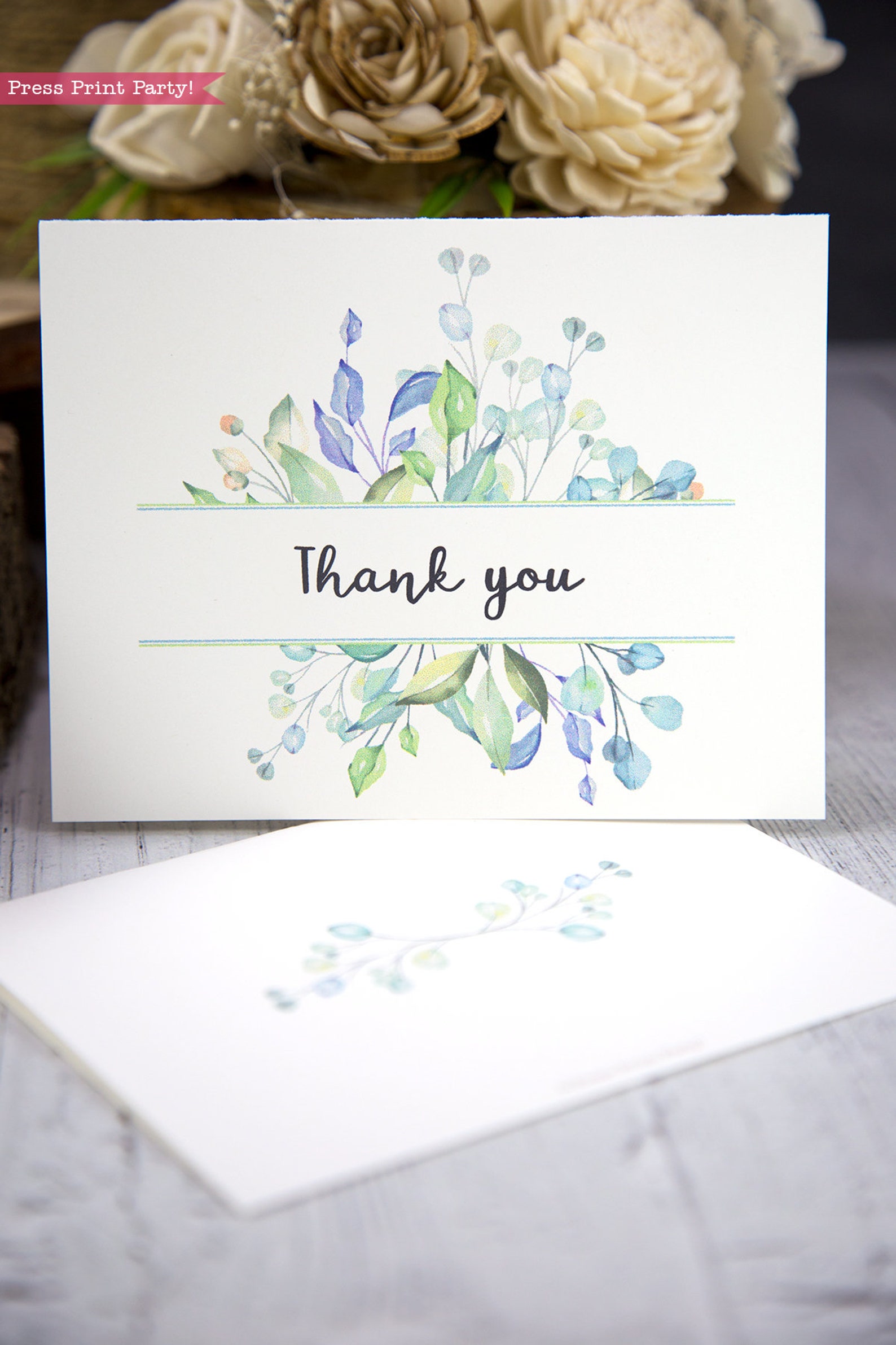 Wedding Thank You Cards With Envelope Printable Template Set | Etsy