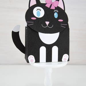 Cat Favor Box Printable, Girl Cat Birthday Box, Cat Party Decorations, DIY kitten favor box, Cat gift box, Cat Lover Gift, INSTANT DOWNLOAD image 2