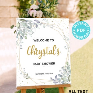 Baby Shower Printable Decoration Kit, Girl Baby Shower Template Bundle, Greenery Baby girl decor, Oh Baby Invitation, INSTANT DOWNLOAD image 3