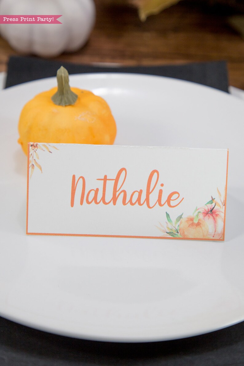 Fall Table Setting Ideas Table Setting INSTANT DOWNLOAD Baby Shower Thanksgiving Placecard Little Pumpkin Place Cards Printable