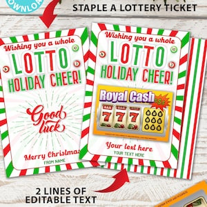Porta billetes de lotería de Navidad Te deseo unas felices fiestas Tarjeta de regalo de lotería imprimible Tarjeta de regalo de lotería editable Portatarjetas de lotería