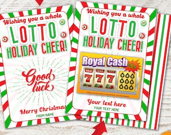 Christmas Lottery Ticket Holder, Wishing You a whole Lotto Holiday Cheer gift Card Printable, 2 lines Editable text, Bingo, INSTANT DOWNLOAD