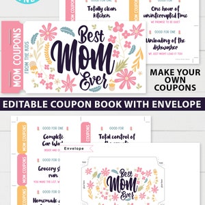 MOM Coupon Template Printable Book, Mother's Day Coupon Book ...